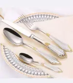 24 Pcs Raffaello Flatware Cutlery Set Silver Gold tag1