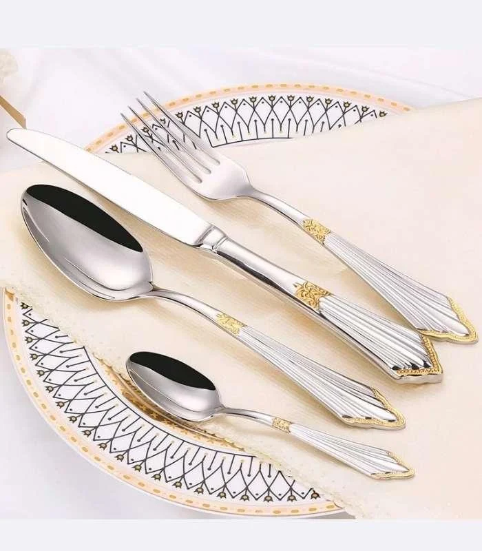 24 Pcs Raffaello Flatware Cutlery Set Silver & Gold -  - #tag1#