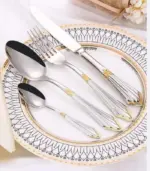 24 Pcs Raffaello Flatware Cutlery Set Silver Gold tag1