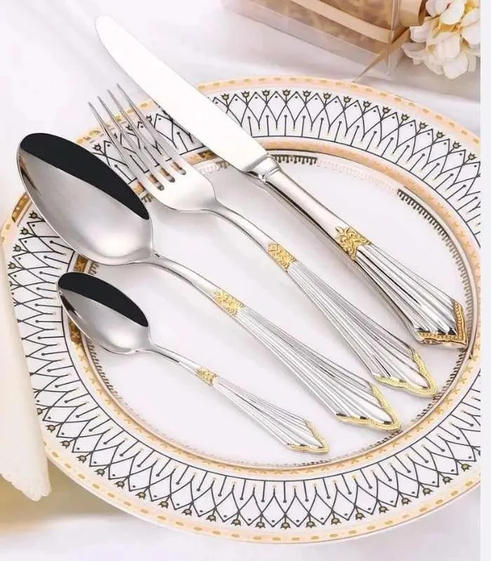 24 Pcs Raffaello Flatware Cutlery Set Silver & Gold -  - #tag1#