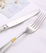 24 Pcs Raffaello Flatware Cutlery Set Silver Gold tag1