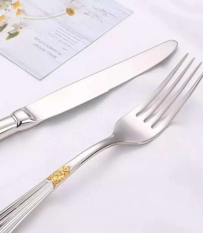 24 Pcs Raffaello Flatware Cutlery Set Silver & Gold -  - #tag1#