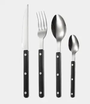24 Pcs Set Black European-Inspired Cutlery Set 18/10 Stainless Steel