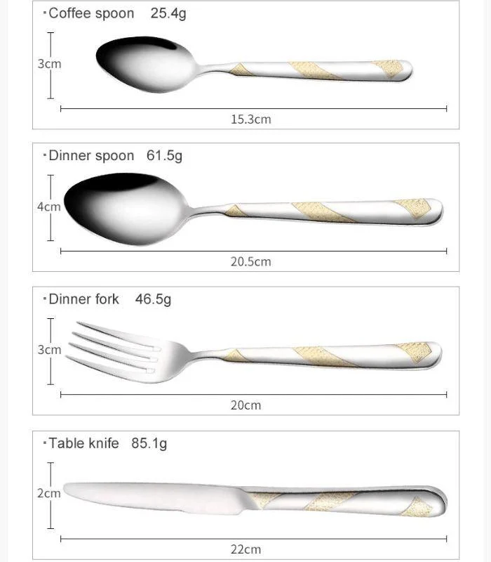 24 Pcs Set Flatware Stainless Steel Silver & Gold Cutlery Set -  - #tag1#