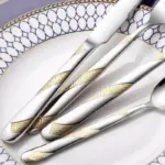 24 Pcs Set Flatware Stainless Steel Silver Gold Cutlery Set tag1