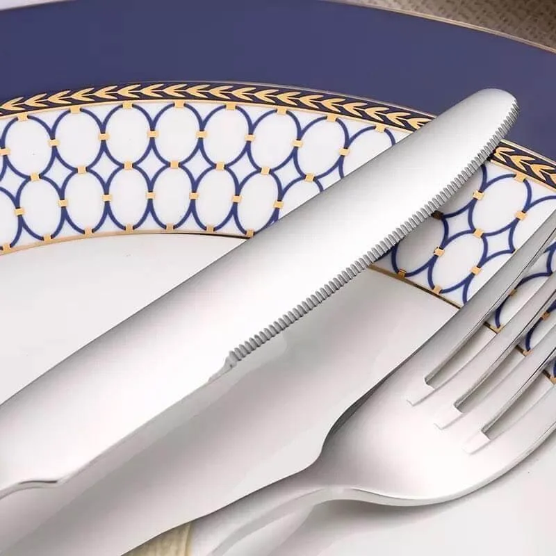 24 Pcs Set Flatware Stainless Steel Silver & Gold Cutlery Set -  - #tag1#
