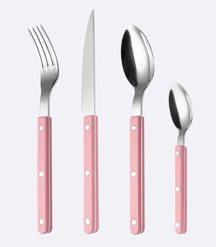 24 Pcs Set Pink European-Inspired Cutlery Set 18/10 Stainless Steel -  - #tag1#