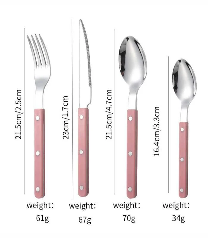 24 Pcs Set Pink European-Inspired Cutlery Set 18/10 Stainless Steel -  - #tag1#