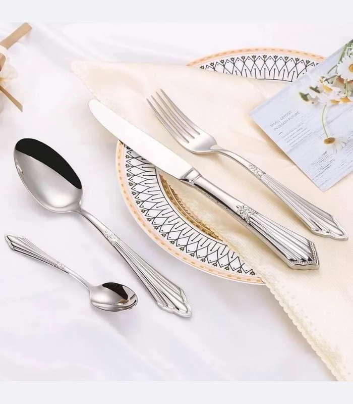 24 Pcs Set Raffaello Flatware Cutlery Set Silver -  - #tag1#