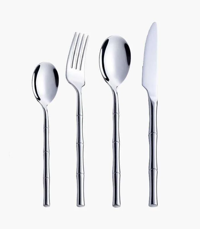 24 Pcs Stainless Steel Cutlery Set for 6 Bamboo Handle Style -  - #tag1#