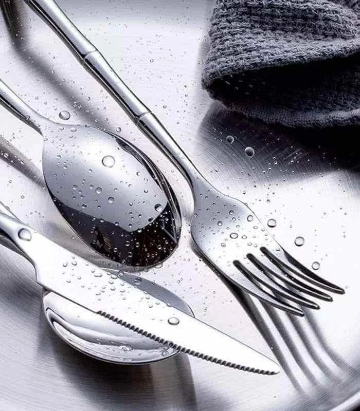 24 Pcs Stainless Steel Cutlery Set for 6 Bamboo Handle Style -  - #tag1#