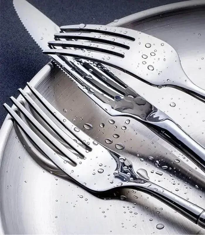 24 Pcs Stainless Steel Cutlery Set for 6 Bamboo Handle Style -  - #tag1#