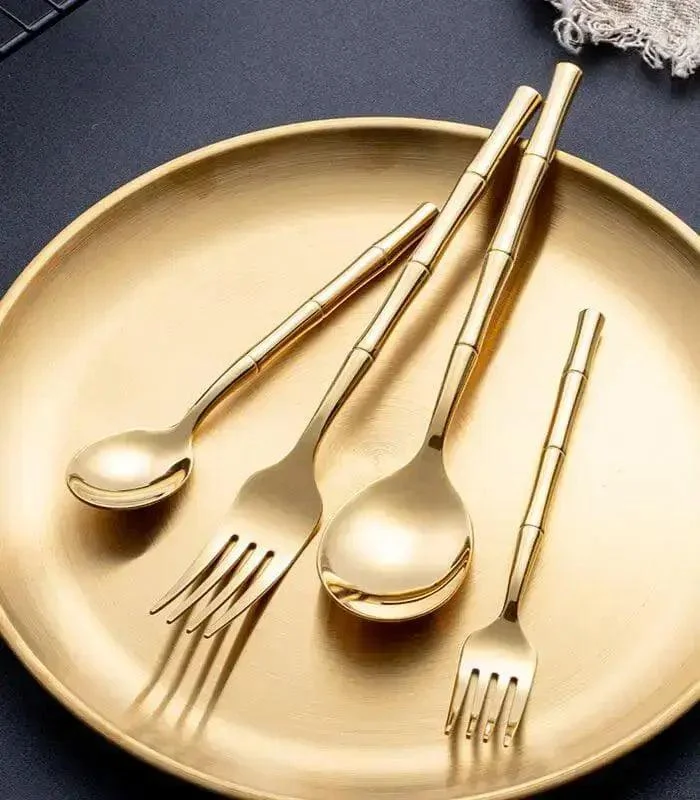 24 Pcs Stainless Steel Cutlery Set for 6 Bamboo Handle Style -  - #tag1#