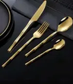 24 Pcs Stainless Steel Cutlery Set for 6 Bamboo Handle Style tag1