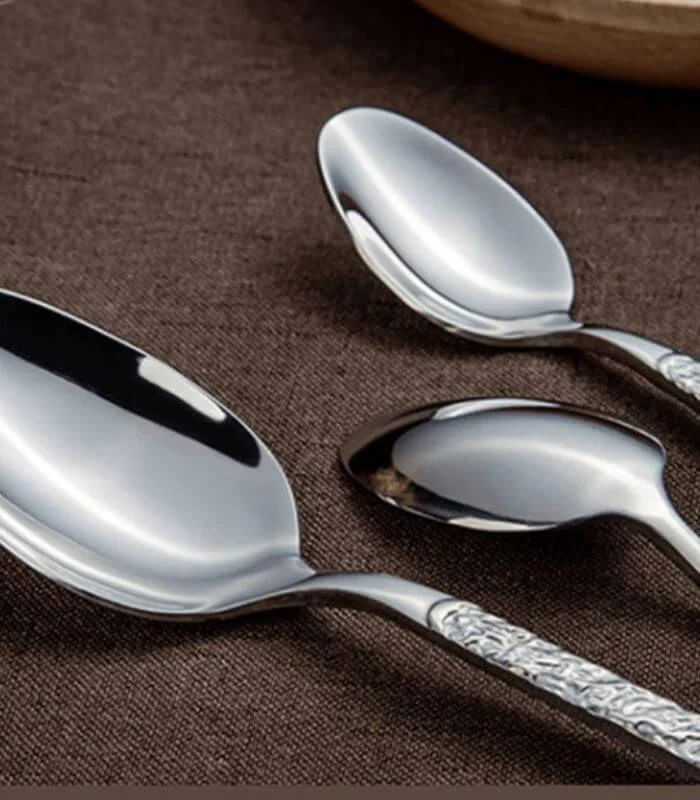 24 pc Cutlery Set Premium Stainless Steel Hummered Handle Gold -  - #tag1#