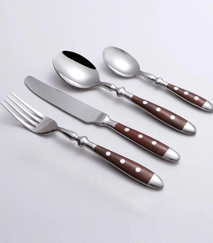 24pcs Cutlery Set Winchester Crest Resin and 18/10 Stainless Steel Set for 6 Brown -  - #tag1#