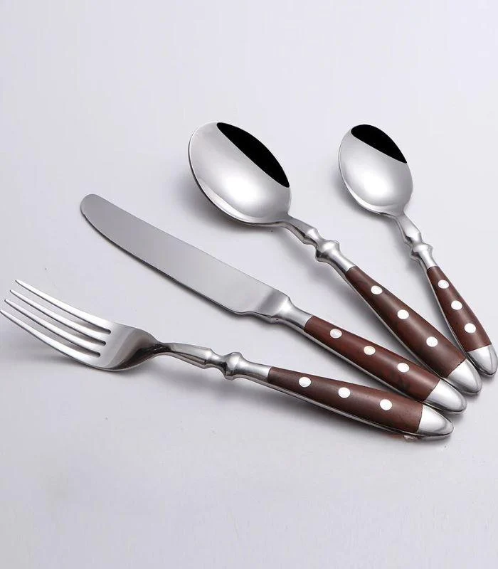 24pcs Cutlery Set Winchester Crest Resin and 18/10 Stainless Steel Set for 6 Brown -  - #tag1#