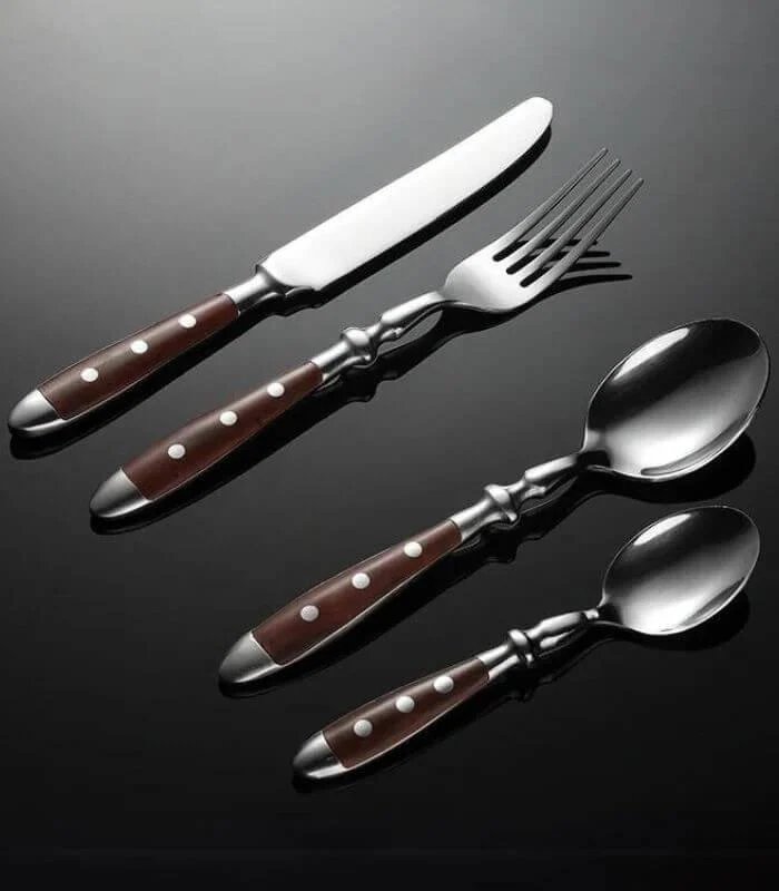 24pcs Cutlery Set Winchester Crest Resin and 18/10 Stainless Steel Set for 6 Brown -  - #tag1#