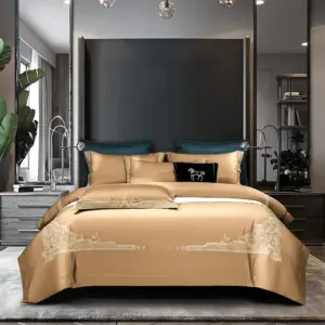 Homeko Fairwood Brown Luxury Egyptian Cotton Bedding Set