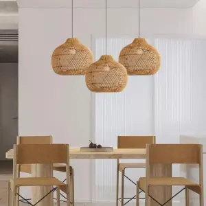 Homeko Wicker Basket Rattan Pendant Light