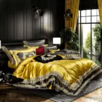 27 descript chic home 4610pcs place faux silk luxury large jacquard with embroidery golden bedding set duvet cover bedspread bed sheet set