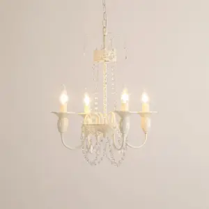 Homeko White Metal & Glass Luxury Chandelier Light