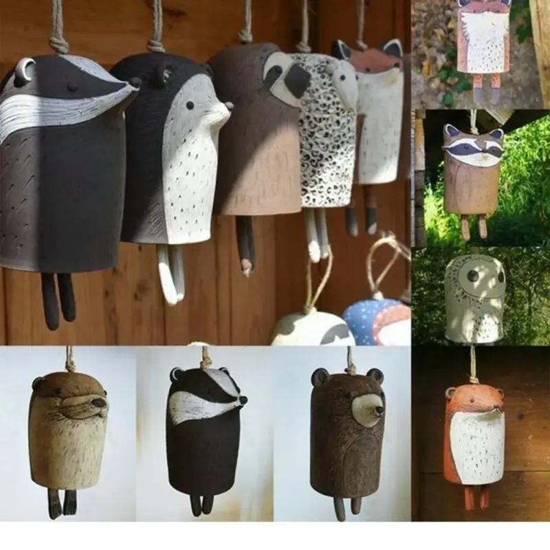 2CowBeautiful Rustic Animal Wind Chimes Room Decoration Baby Room Decor Cute Resin Plastic Animal Wind Chimes