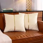 2Pcs Velvet Throw Pillow Covers 18x18 Pack of 2 with Gold Leather Decorative tag1
