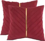 2Pcs Velvet Throw Pillow Covers 18x18 Pack of 2 with Gold Leather Decorative tag1