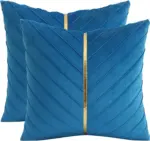 2Pcs Velvet Throw Pillow Covers 18x18 Pack of 2 with Gold Leather Decorative tag1