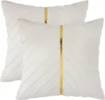 2Pcs Velvet Throw Pillow Covers 18x18 Pack of 2 with Gold Leather Decorative tag1