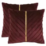 2Pcs Velvet Throw Pillow Covers 18x18 Pack of 2 with Gold Leather Decorative tag1