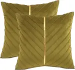 2Pcs Velvet Throw Pillow Covers 18x18 Pack of 2 with Gold Leather Decorative tag1