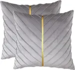 2Pcs Velvet Throw Pillow Covers 18x18 Pack of 2 with Gold Leather Decorative tag1