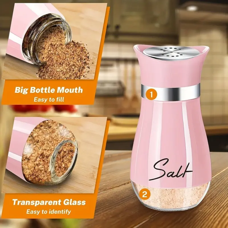 2Set Salt And Pepper Shakers Set 4 Oz Glass Bottom Salt And Pepper Jars With Stainless Steel Lid For Kitchen Cooking Table tag1