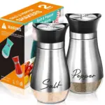 2Set Salt And Pepper Shakers Set 4 Oz Glass Bottom Salt And Pepper Jars With Stainless Steel Lid For Kitchen Cooking Table tag1