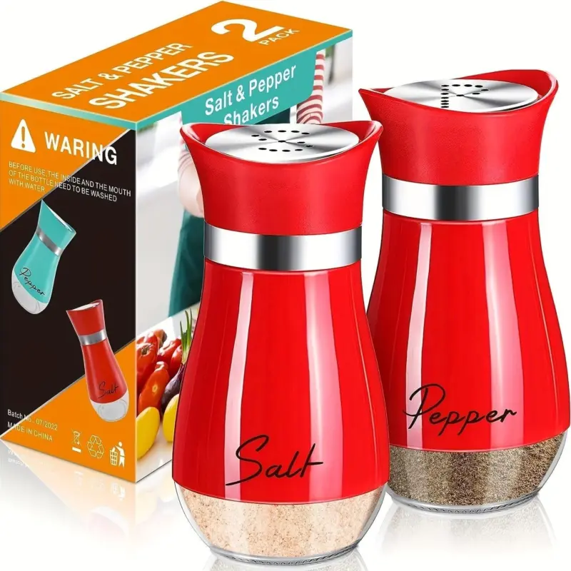 2Set Salt And Pepper Shakers Set 4 Oz Glass Bottom Salt And Pepper Jars With Stainless Steel Lid For Kitchen Cooking Table tag1