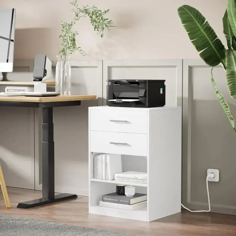 2 Drawer Modern Nighstand With Built In Charging Station tag1