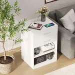 2 Drawer Modern Nighstand With Built In Charging Station tag1