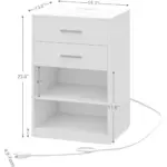 2 Drawer Modern Nighstand With Built In Charging Station tag1