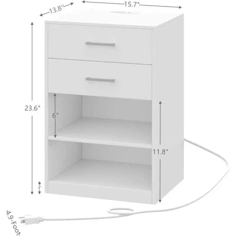 2 Drawer Modern Nighstand With Built In Charging Station tag1