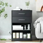 2 Drawer Modern Nighstand With Built In Charging Station tag1