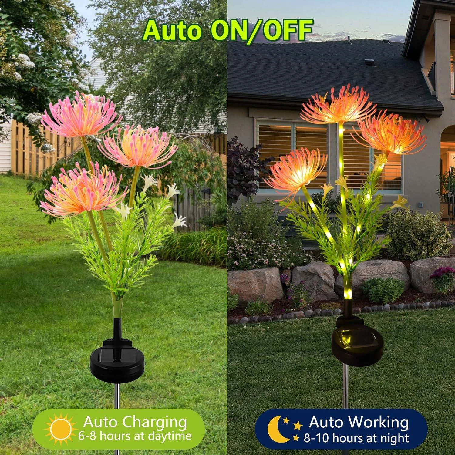 2 Packs - Solar Glowing Outdoor Flowers -  - #tag1#