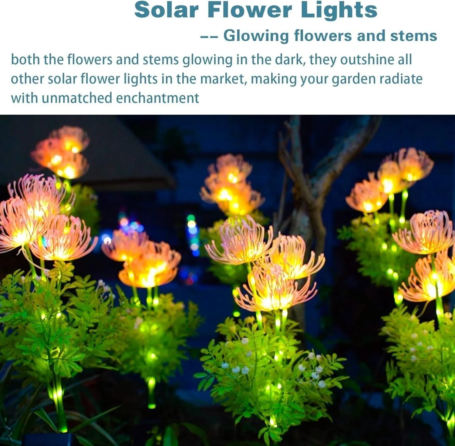 2 Packs - Solar Glowing Outdoor Flowers -  - #tag1#