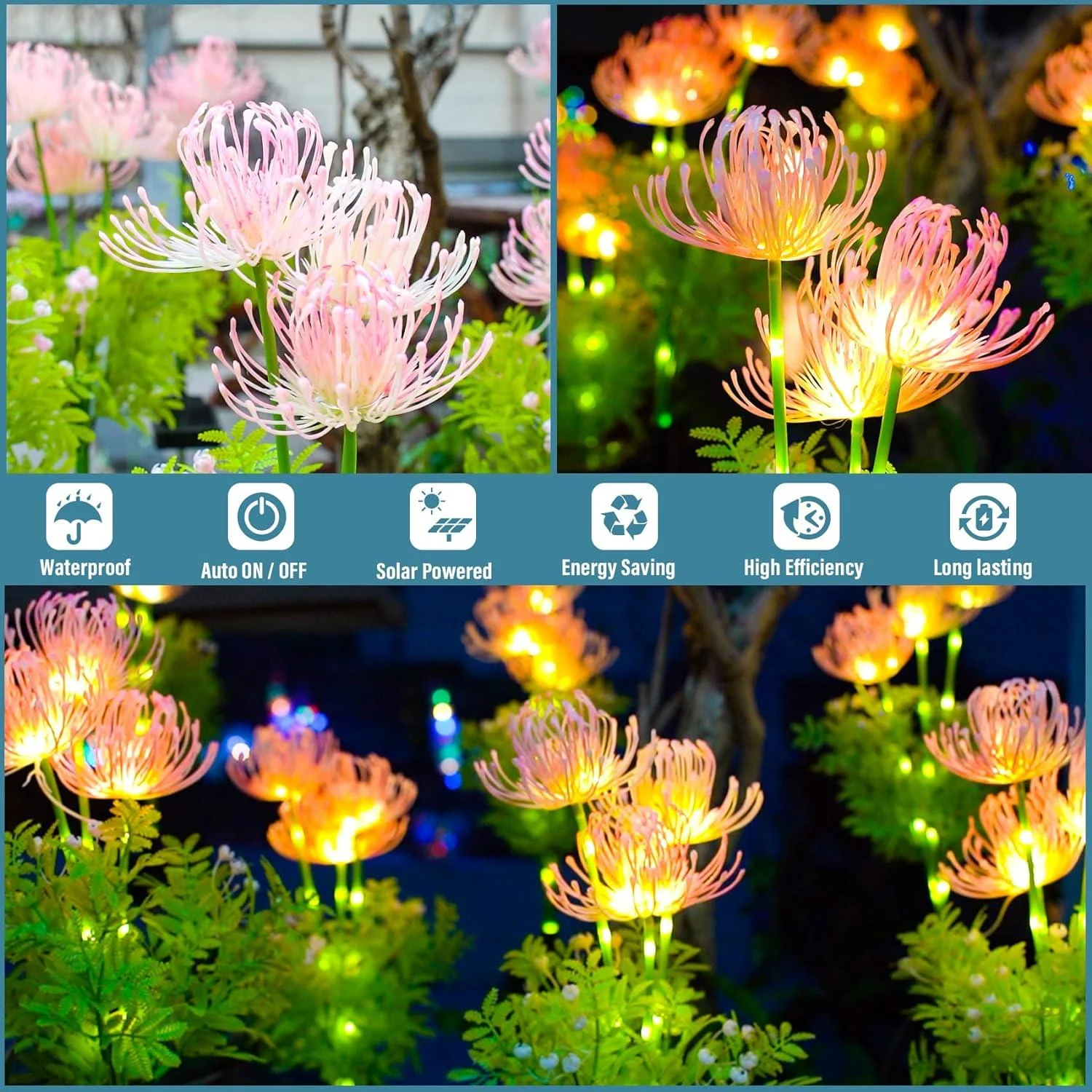 2 Packs - Solar Glowing Outdoor Flowers -  - #tag1#