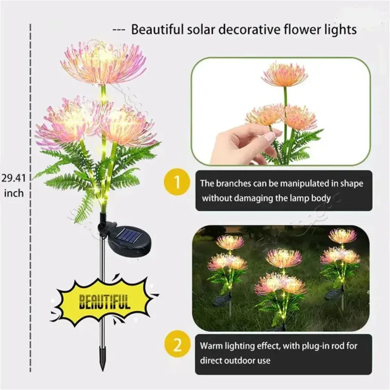 2 Packs Solar Glowing Outdoor Flowers tag1