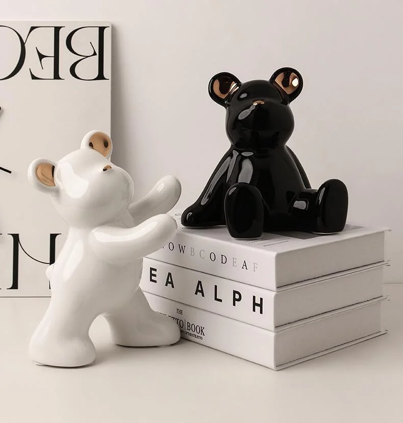 2 Pcs Set Teddy Bear Bookends Ceramic 15-19 cm -  - #tag1#
