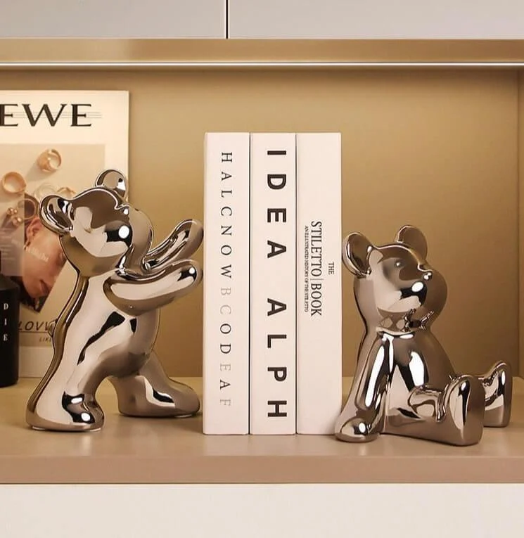 2 Pcs Set Teddy Bear Bookends Ceramic 15-19 cm -  - #tag1#