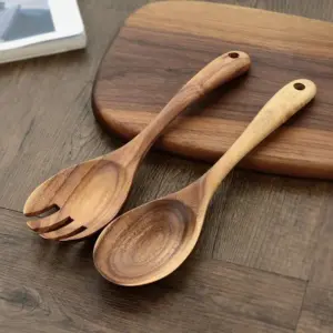 2 Piece Wooden Salad Cutlery Set