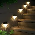 2 Pieces Geometric LED Waterproof Black Solar Wall Lamp tag1